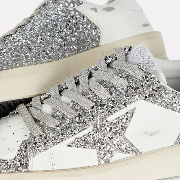New with tags Golden Goose Women's Stardan white leather and glitter size 40 IT - Picture 3 of 14
